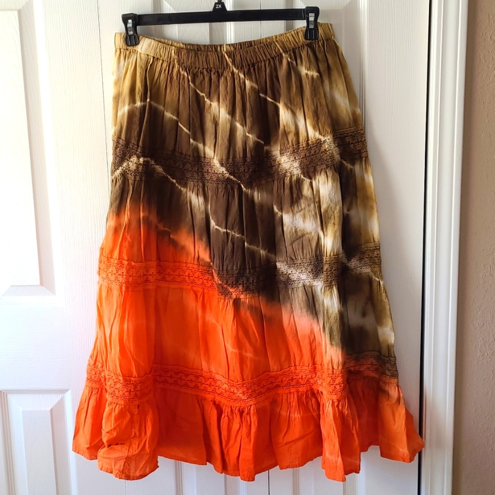 NWOT Tye Dye Cotton Mid Length Skirt
